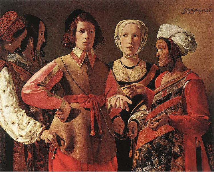 诡计多端的算命者和愚蠢的年轻人-法国画家拉图尔名画《算命者》赏析